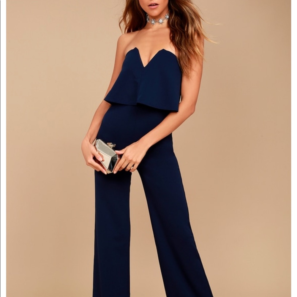 Lulu’s power of love navy jumpsuit
